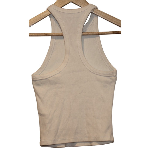 Women's Abercrombie & Fitch Soft A&F Rib White Knit Crop Top Tank Top Size Small - Picture 2 of 5